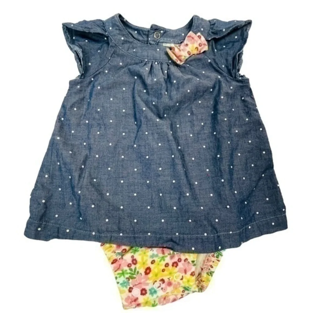 Carter’s Summer Dress with Diaper Bloomer | Baby 3-6 months | Polka Dot - Floral